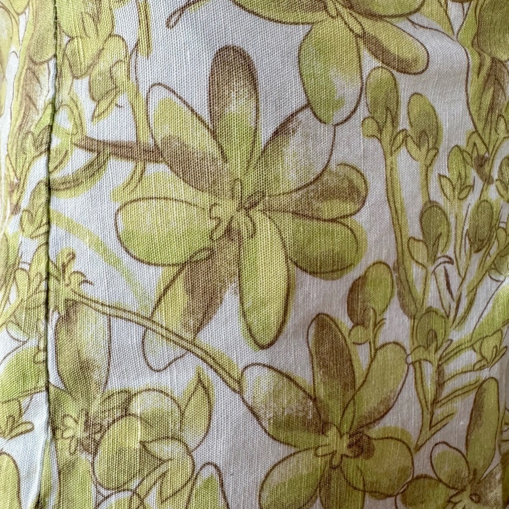 LOFT Linen Blend Floral Pleated Midi Skirt Green Spring Size 16 - Picture 5 of 9